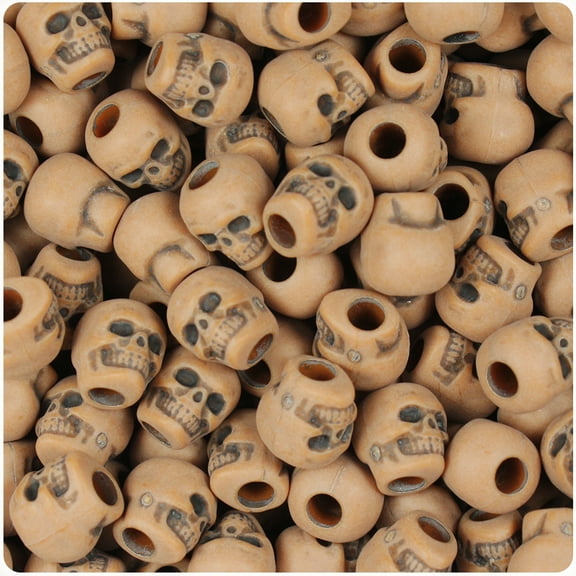 BeadTin Tiger Eye Antique 11mm Skull Pony Beads (150pcs)