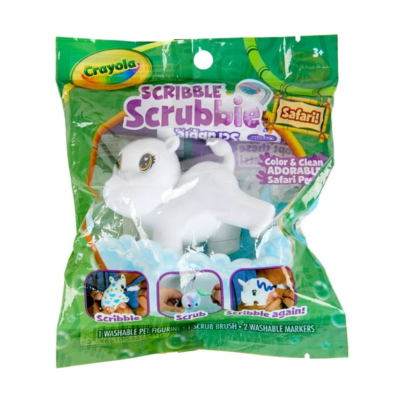 Crayola Scribble Scrubbie Safari Animals, Color & Wash 1ct, Gifts for Kids, Child Ages 3 