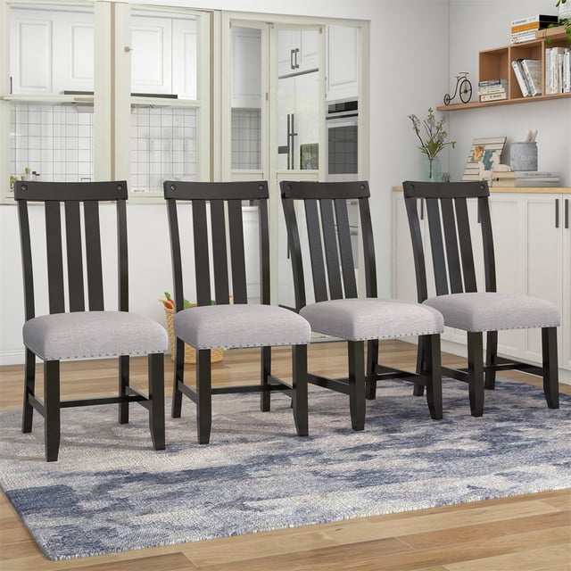 INCLAKE Dining Chair Set of 4, Upholstered Kitchen Chair with Nailhead Trim and High Back ...