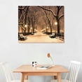 thumbnail image 2 of Nawypu  Vintage Canvas Print Art Snowy Central Park Wall Pictures Giclee Print on Canvas Sepia New York City Winter Landscape Poster Stretched for Living Room Bedroom Easy to Hang, 2 of 4