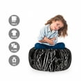 thumbnail image 2 of Black and White Storage Toy Bag Chair, Graphic Irises Floral Nature Illustration in Monochrome Style, Stuffed Animal Organizer Washable Bag, Large Size, Black and White, by Ambesonne, 2 of 3