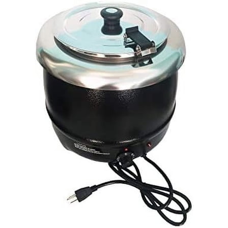 S30 11 Qt. Round Black Countertop Food / Soup Kettle Warmer - 120V, 400W