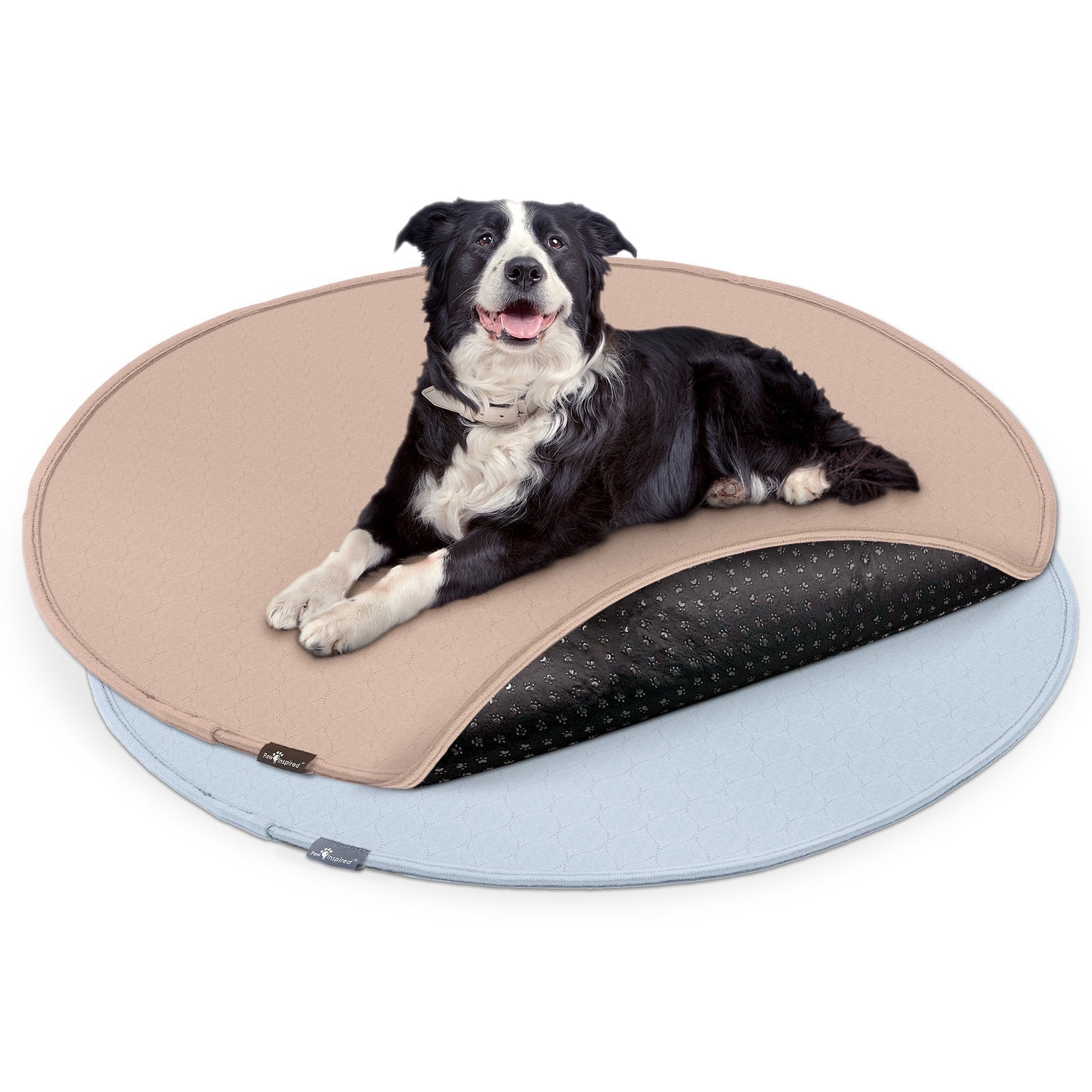 2ct Paw Inspired 48 Inch Round Playpen and Enclosure Pads, Anti-Slip Washable Dog Pee Pads for Whelping Plastic Pools Crates and Foster Pets