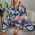 thumbnail image 4 of Wukai White Leaves Print Women's Pajama Set - Soft Long Sleeve Sleepwear for Comfort and Style-XX-Large, 4 of 9