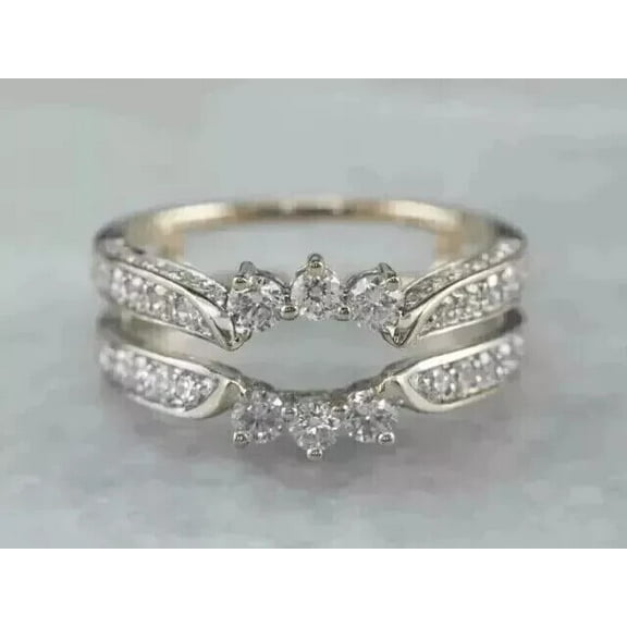 2.00Ct Round Cut Lab-Created Diamond Enhancer Wrap Ring 14K White Gold Plated.