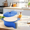thumbnail image 3 of 6 Quart Enameled Cast Iron Dutch Oven Pot with Lid and Silicone Accessories, Blue, 3 of 7
