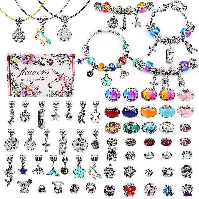 Calendario de Adviento 2024 LIUYMXG 66 piezas para niñas Kit de fabricación de pulseras con dijes de bricolaje