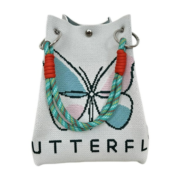 Bolso de punto tipo cubo para mujer, moderno, informal, para citas, compras y verano. Beige