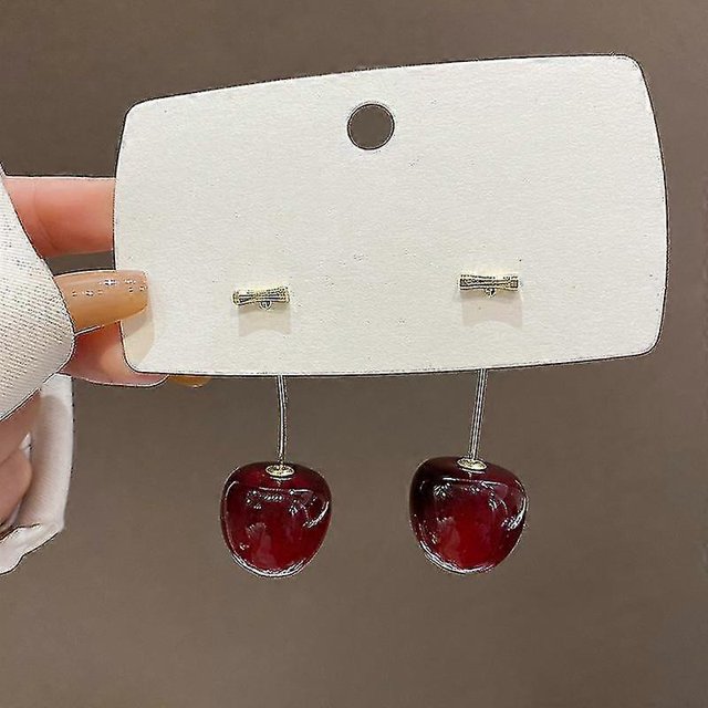 Pendientes de cereza para mujer, bonitos pendientes de cereza, pendientes colgantes de cereza en 3D, pendientes de cereza tropical, regalos de joyería de cereza - YuJia - 2 pares - Producto 2 pares