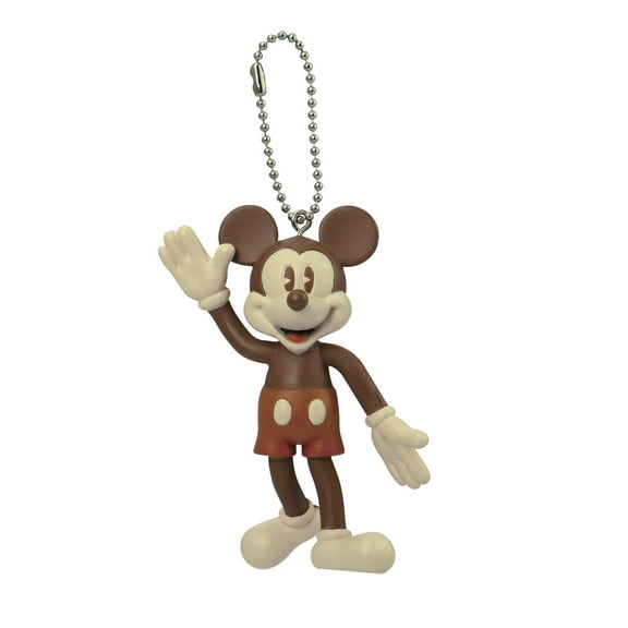 Disney Retro Mickey Mouse Bendable Key Chain Brown Key Accessory, Multi-Colored, 3"