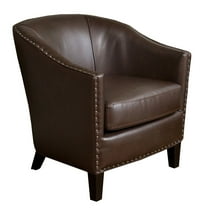 GDF Studio Hawthorne Contemporary Club Chair with Nailhead Trim, Brown Bonded Leather and Dark Brown