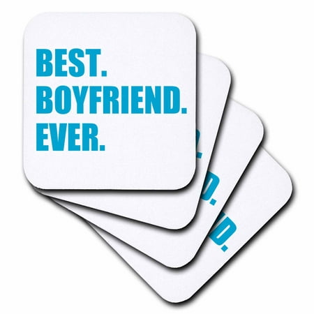 3dRose Blue Best Boyfriend Ever text anniversary valentines day gift for him, Soft Coasters, set of