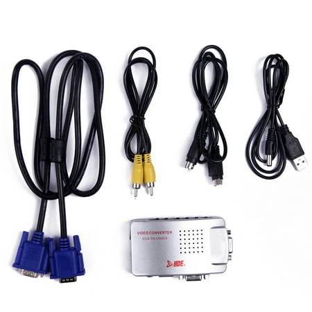 S-video Component Video Converter - HDE Computer PC Laptop to TV Converter Box- VGA to RCA S-Video Composite Adapter Switch