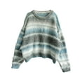 thumbnail image 7 of Giftesty Women's Winter Fall Gradient Color Striped Knitted Crew Neck Long Sleeve Loose Fit Soft Warm Comfortable Pullover Sweater for Daily Wear Casual Outings, 7 of 7