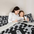 thumbnail image 4 of Manfei Checkerboard Spooky Ghost Full Size Bedding Sets 7 Pieces, Happy Halloween Full Size Bed in a Bag, Black Gray,Grey Reversible, 4 of 7