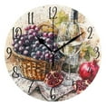 thumbnail image 4 of WOBOGO Fruit Basket with White Wine Wall Clock 10in Silent Mechanism Battery Operated Retro Style for Living Room Bedroom and Kitchen Gold Pointer, 4 of 10