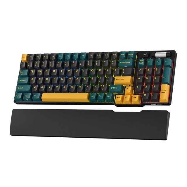 RK ROYAL KLUDGE RK96 RGB Limited Ed, 90% 96 Keys Wireless Triple Mode BT5.0/2.4G/USB-C Hot Swappable Mechanical Keyboard w/Wrist Rest, Soft