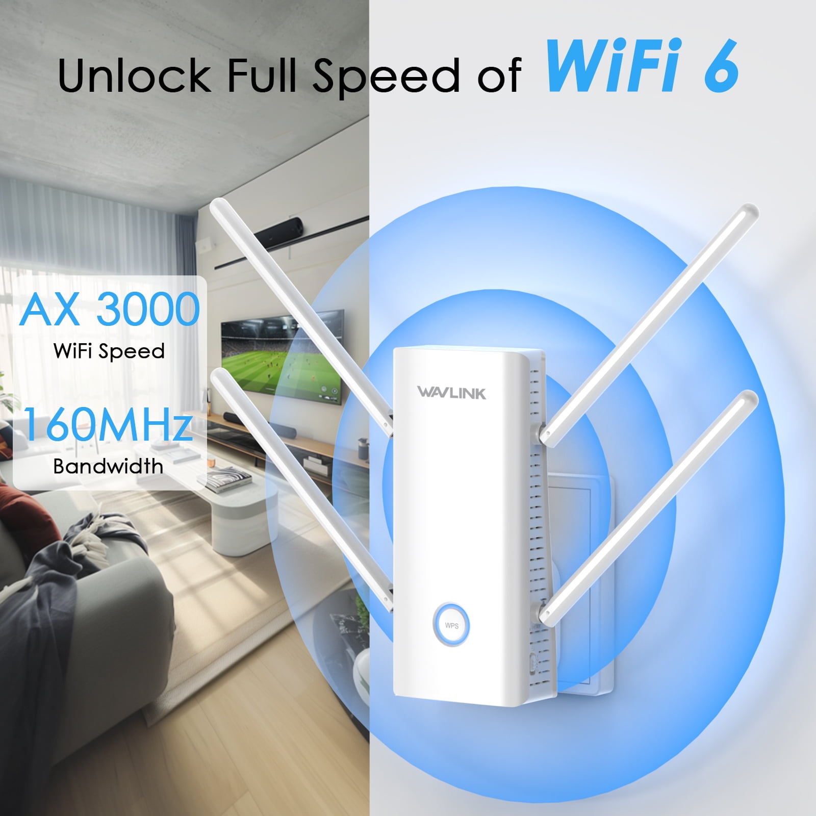 AX3000 WiFi 6 Range Extender Wireless Signal Booster, WiFi Repeater/Router/AP/Client mode| Wall Plug