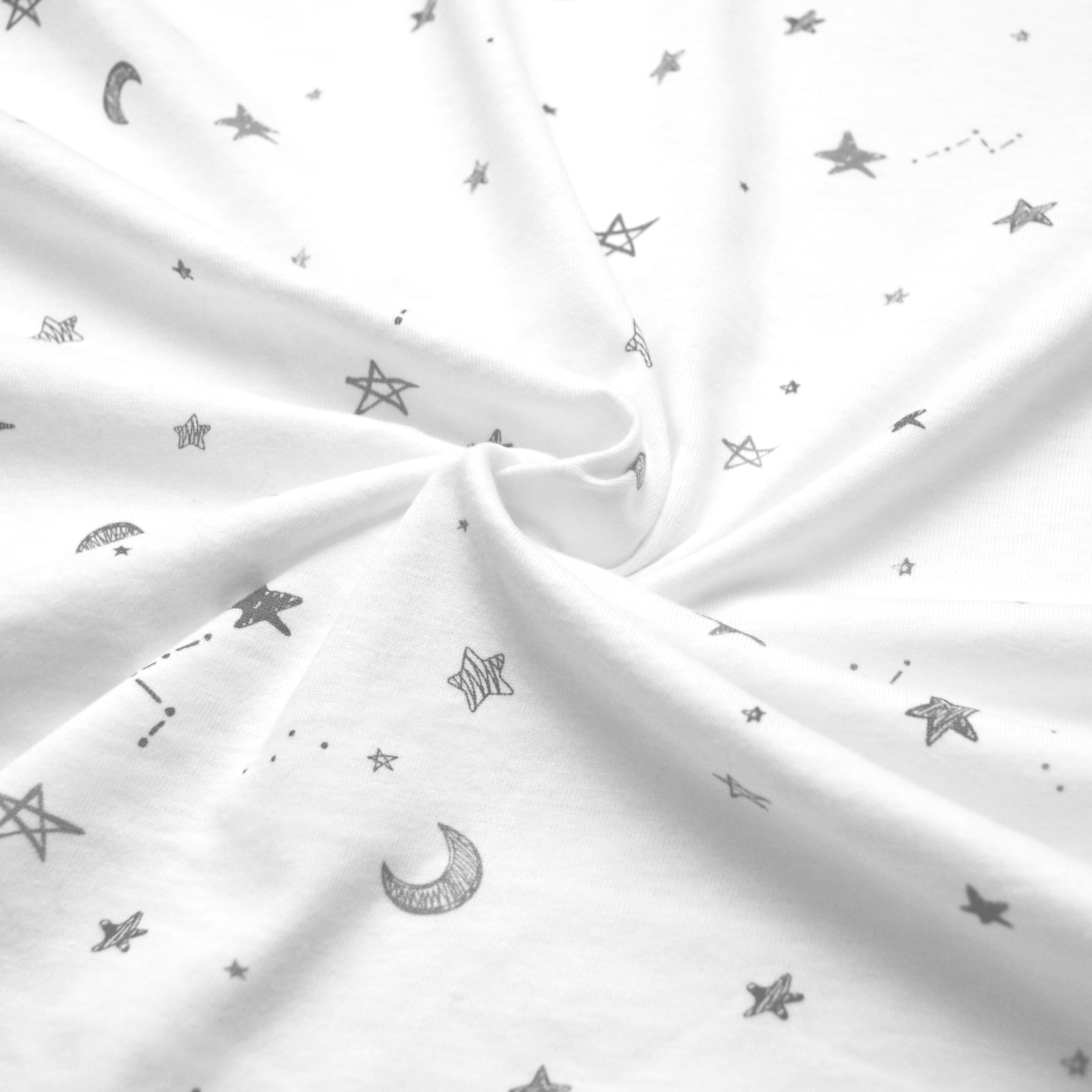 American Baby Company Printed 100% Cotton Knit Fitted Contoured Changing Table Pad Cover - Compatible with Mika Micky Bassinet, Gray Stars and Moons, for Boys and Girls