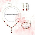 thumbnail image 5 of QDXFX 3 Pcs/Set Red Rose Jewelry Set Floral Theme Romance Vintage France Style Valentines Day Mothers Day Present Earrings Adjustable Rhinestone Necklace Bracelet Prom Banquet Jewelry, 5 of 7