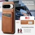 thumbnail image 6 of ELEHOLD Case Google Pixel 9 Pro XL, Premium PU Leather Slim Wallet Case with Card Holder Kickstand Magnetic Cover Compatible with Magsafe,Brown, 6 of 7