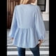 thumbnail image 5 of Blusa Holgada con Cuello en V y Mangas Abullonadas con Cordones para Mujer, Estilo Y2K, Ropa de Verano. Azul XL, 5 of 9