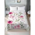 thumbnail image 4 of Twin Flat Sheet 66"x96", Pink Roses Soft Lightweight Bedding Flat Sheets Only, Romantic Flowers Leaves Vintage Country Brushed Microfiber Top Bed Sheet, Breathable StainResistant Bedsheets, 4 of 9