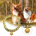 thumbnail image 3 of rygai Pet Necklace Crisp Bell Shiny Plastic Cat Dog Golden Chain Necklace Collar Daily Wear,Golden,S, 3 of 8