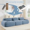 thumbnail image 6 of 3-Seat Sofa Premiumcorduroy Fabric Fabric Modular Multi-Combination Anti-Slip Design No Assembly Curved Armrests Ergonomic Support High-Resilience Sponge for Living Rooms Bedrooms (Blue), 6 of 11