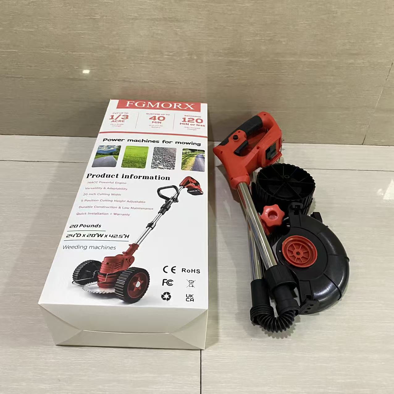 FGMORX Weeding machines,14-Inch Cordless String Trimmer & Edger, (2 x 21V 4.0Ah Electric Brush Cutter Battery Powered), Telescopic Handle, 3 Cutting Methods