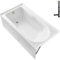 Streamline GA-310-22-PBR 60 in. x 32 in. Acrylic Left-Hand Drain Alcove Bathtub in Glossy White With External Drain in Polished Brass