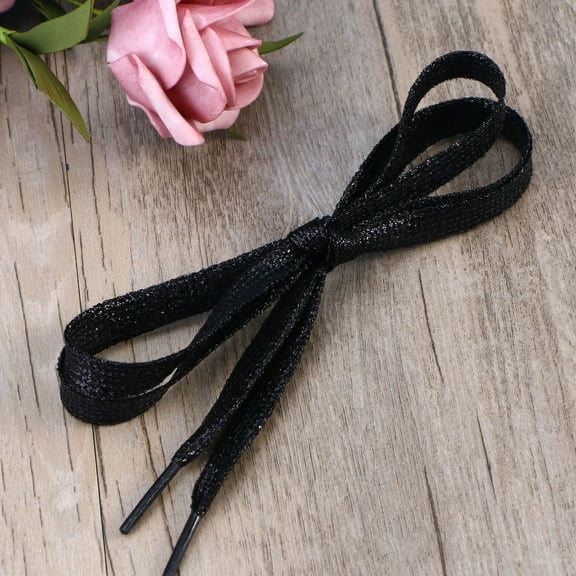 GOOHOCHY  Rhinestone Black Round Shoe Laces Colored Shoelaces Ornament Canvas