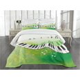 thumbnail image 3 of Ambesonne Music Quilted Bedspread Set 3 Pcs, Piano Keys Green Curvy, King Size, Lime Green Black White, 3 of 5
