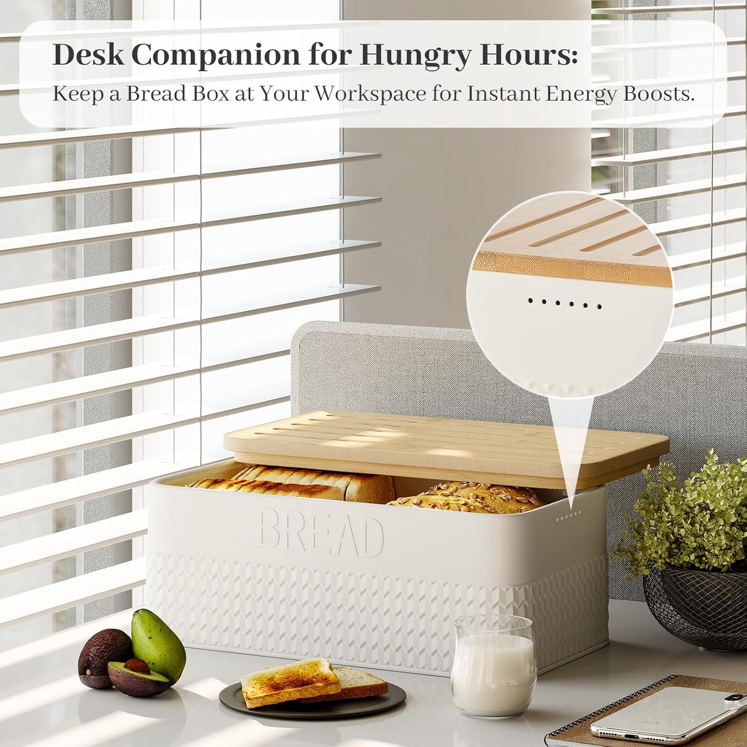 Bread Box for Kitchen Countertop - Metal Bread Storage with Bamboo Cutting Board Lid & Bread Knife, Corner Bread Container for Homemade Bread and Toast, Green