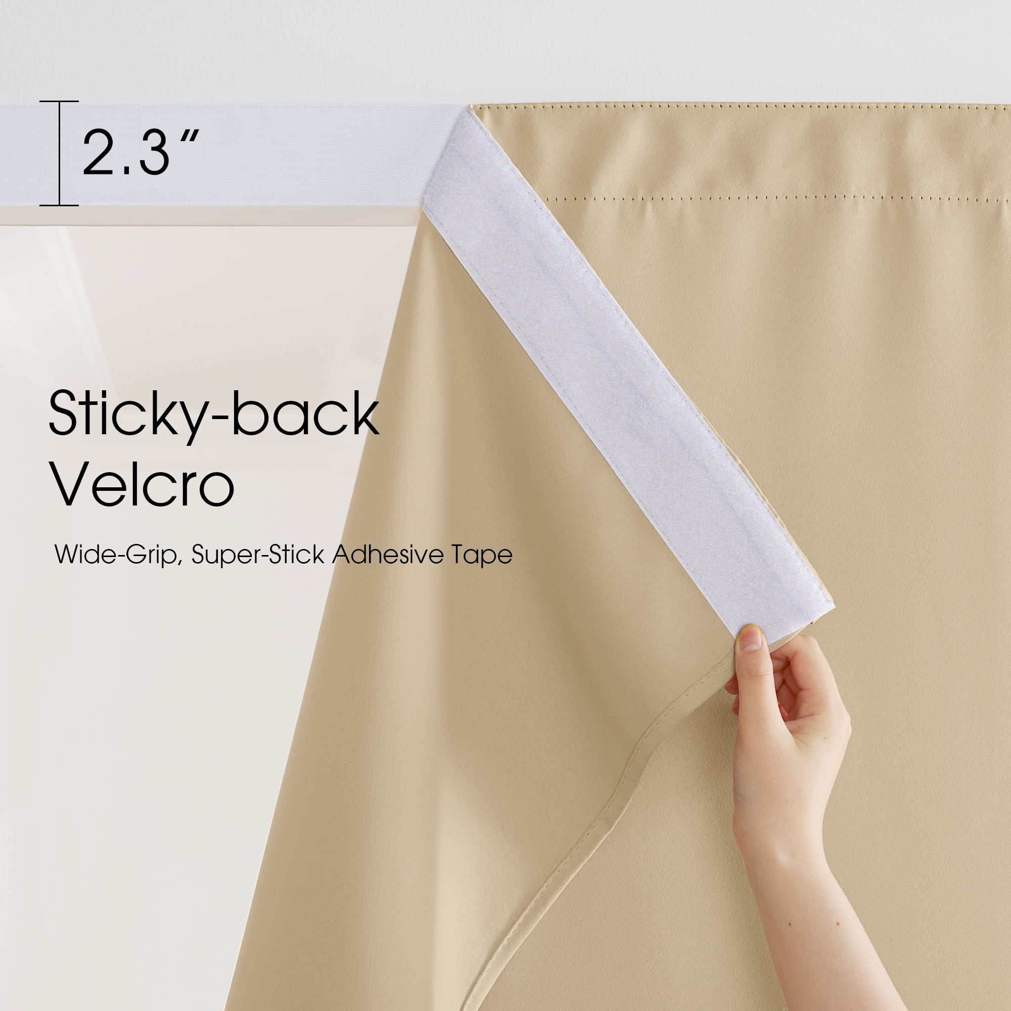 NICETOWN 2 Panels Rod-Free Outdoor Curtain for Patio Waterproof, Sticky Top & Backtab Bottom with Free Rope Windproof Privacy for Gazebo/Porch, Biscotti Beige, W52 x L84