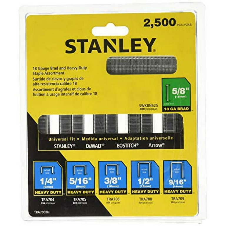 STANLEY Staple/Brad Asst,Narrow,27/64 TRA700BN, 2500 Count STANLEY Staple/Brad Asst,Narrow,27/64 TRA700BN, 2500 Count