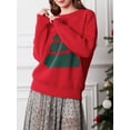 thumbnail image 3 of TheFound  Women's Christmas Tree Sweaters Drop Shoulder Long Sleeve Round Neck Ribbed Loose Knitted Tops, 3 of 8