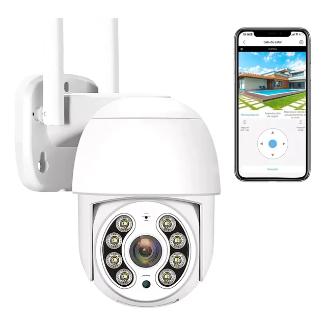 Cámara De Seguridad Inalámbrica con Wifi TrisHome App 1080p Pan&tilt 360 Grados Nanwei Anlk Blanco