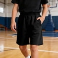 thumbnail image 7 of Bmisegm Boys Shorts Solid Color Casual Athletic for Play and Everyday Wear Comfortable Elastic Waistband Baggy Sweat Shorts 5-14 Years Black,11-12 Years, 7 of 7