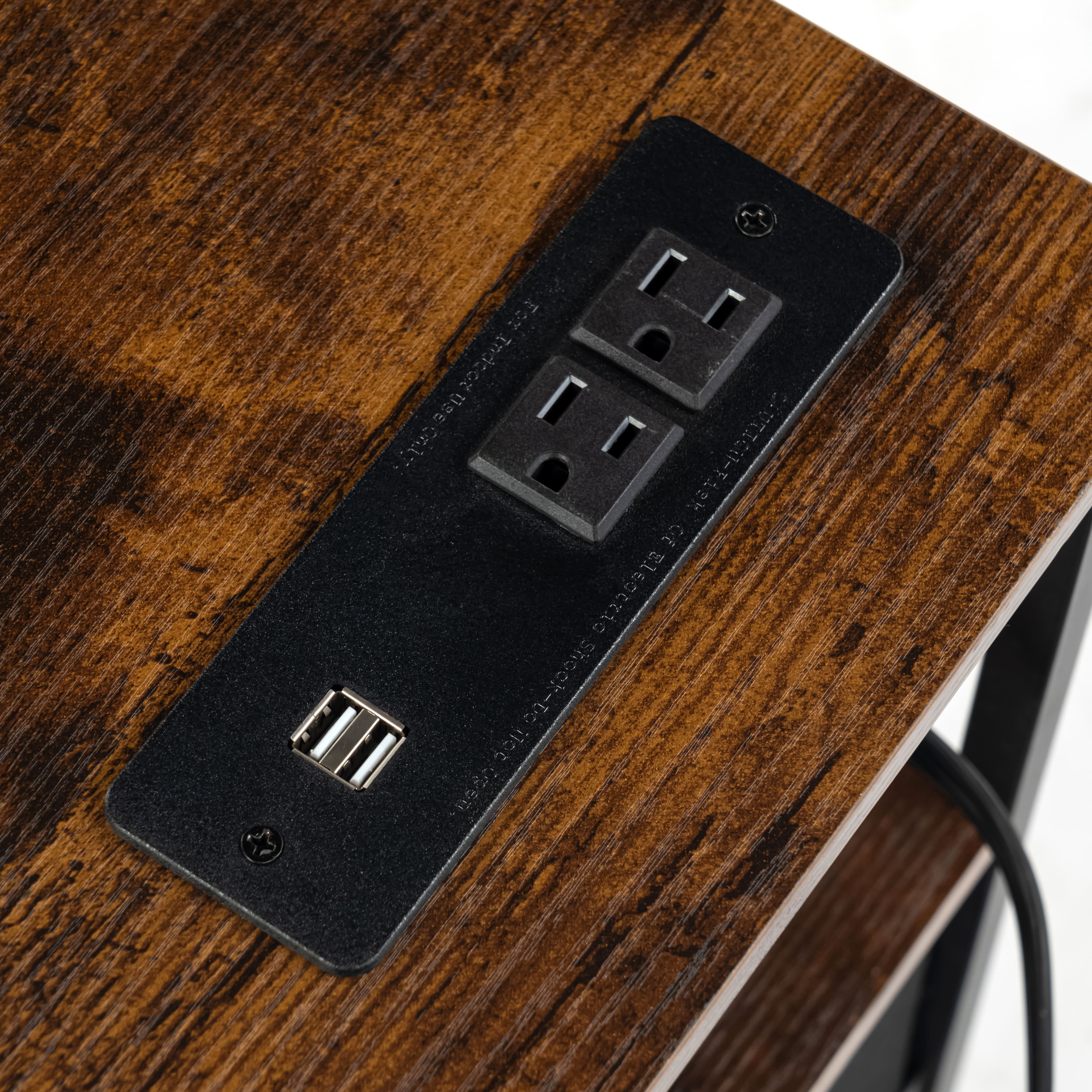 Homy Casa 2-Pack Nightstands with USB Ports and Drawers, Bedside Charging Table for Bedroom, Brown