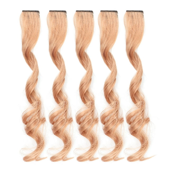 Sailing Extensión de cabello largo y rizado con estilo, 5 piezas, postizo con reflejos de colores para mujeres y niñas (naranja rosa)