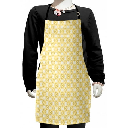 

Abstract Kids Apron Round Circular Formations with Dots and Streaks Drawn by Hand in Monotone Boys Girls Apron Bib with Adjustable Ties for Cooking Baking Painting Earth Yellow White by Ambesonne