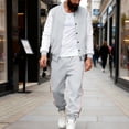 thumbnail image 6 of Men’s Two Piece Tracksuit Set Casual Bomber Jacket and Jogger Pants with Striped Print Athletic Style Outfit, 6 of 6