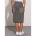 thumbnail image 3 of DARING DIVA Women's Denim Split Back Pockets Midi Jean Skirts L Grey, 3 of 7
