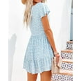 thumbnail image 2 of Women's Summer Casual Dress V Neck Short Sleeve Loose Flowy Floral Swing Shift Mini Dress, 2 of 7