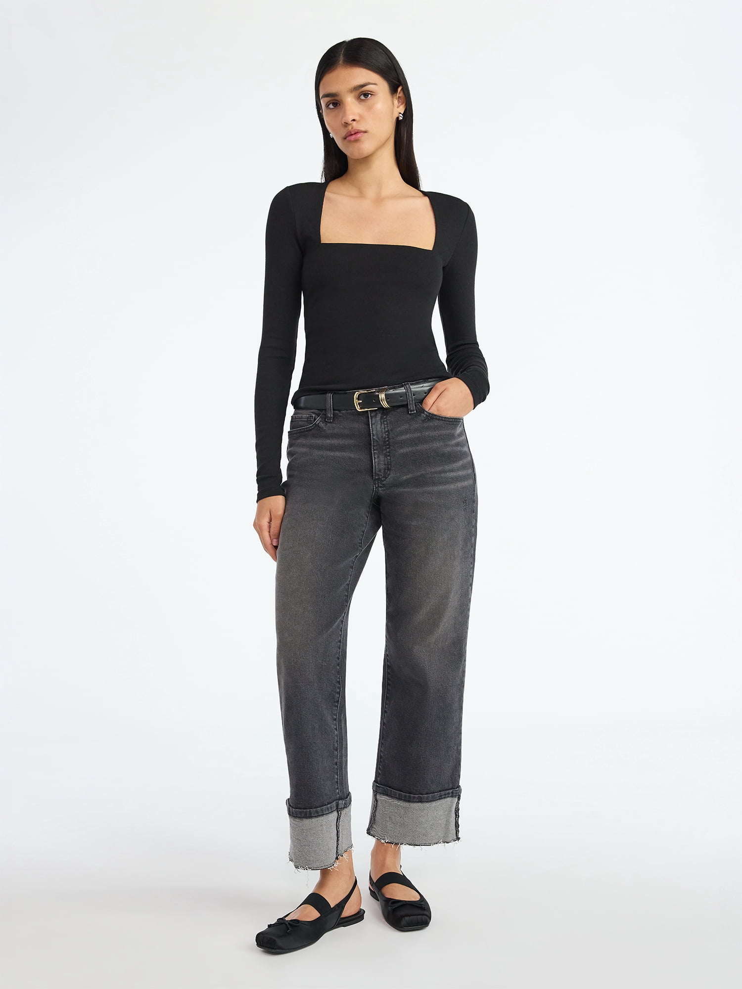 Scoop Women's and Women's Plus Benton Cuffed Ankle Jeans, 25", 27", and 29" Inseams, Sizes 0-26W