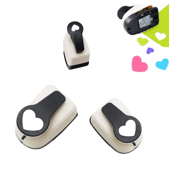 Generic Heart Hole Punch Set, 3-Piece Paper Punches for Crafts, 9/16 in and 25mm Sizes