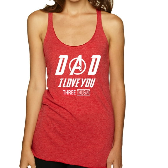 Wild Bobby, Dad I Love You 3000 Endgame Superhero Gift Idea, Father's Day, Women Tri-Blend Racerback Tank Top, Vintage Red, Medium
