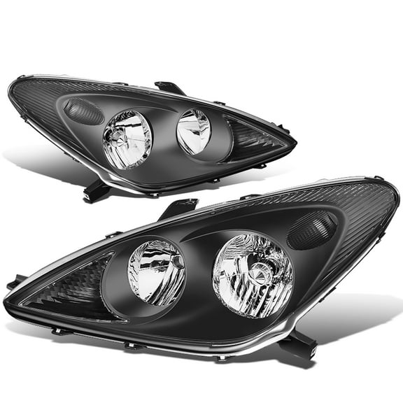 DNA Motoring HL-OH-ES30002-BK-CL1 For 2002 to 2003 Lexus ES300 2004 ES330 Pair Factory Style Black Housing Clear Side Front Driving Headlight Lamps Set