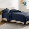 thumbnail image 3 of Bare Home Ultra-Soft Sheet Set - Premium 1800 Collection - Deep Pockets - 4-Pieces - California King, Pinstripe - Midnight/White, 3 of 7